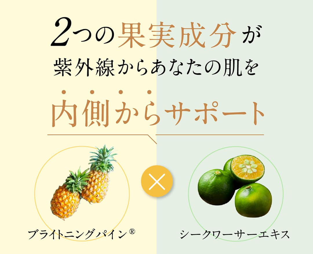 2つの果実成分が紫外線からあなたの肌を内側からサポート