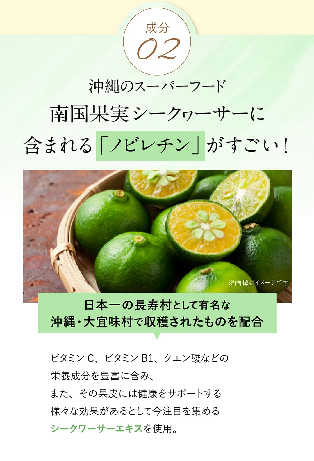 成分02沖縄のスーパーフード南国果実シークヮーサーに含まれる「ノビレチン」がすごい！